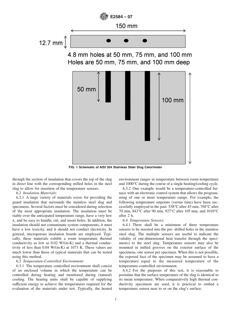 ASTM E2584-07 - Standard Practice for Thermal Conductivity of Materials Using a Thermal Capacitance (Slug) Calorimeter