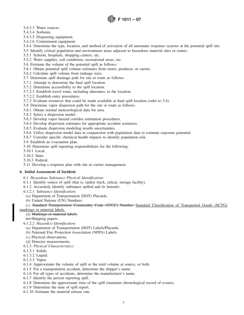 REDLINE ASTM F1011-07 - Standard Guide for Developing a Hazardous Materials Training Curriculum for Initial Response Personnel