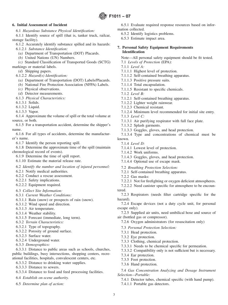 ASTM F1011-07 - Standard Guide for Developing a Hazardous Materials Training Curriculum for Initial Response Personnel