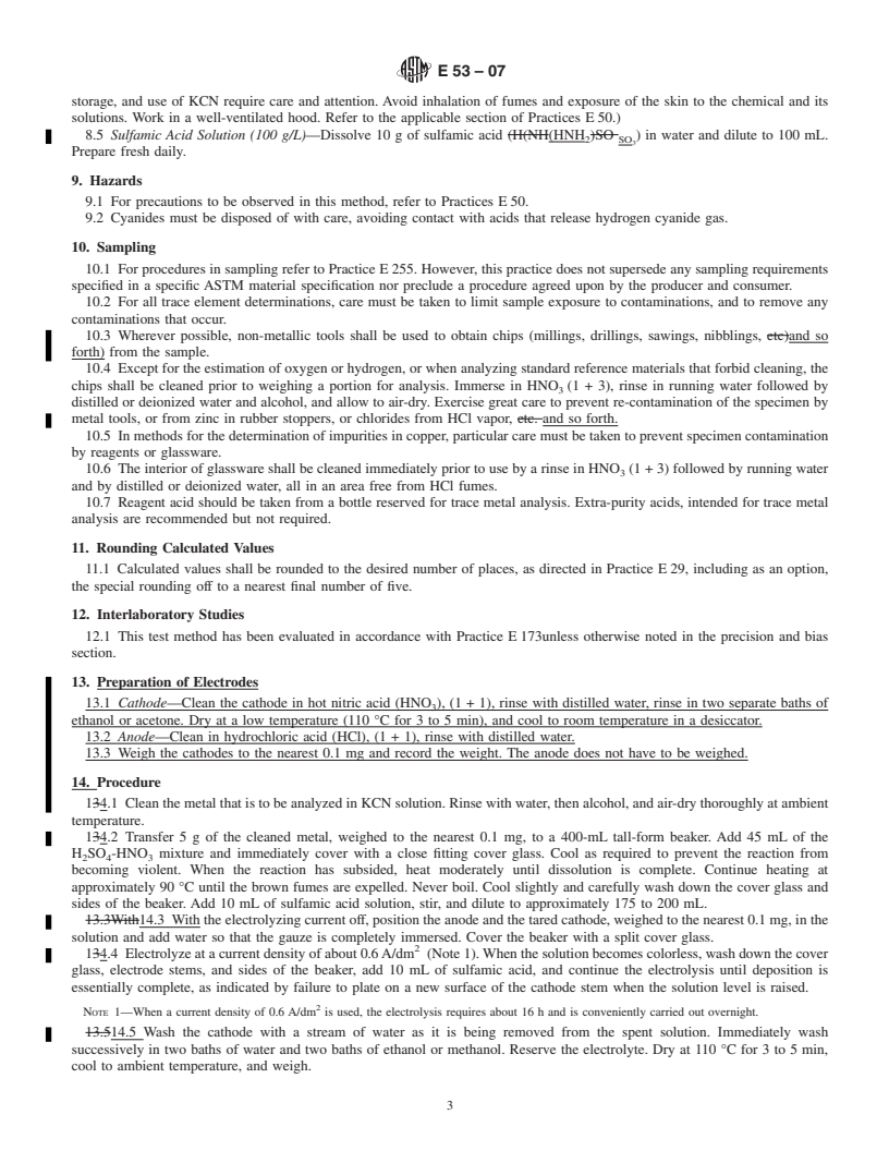 REDLINE ASTM E53-07 - Standard Test Method for Determination of Copper in Unalloyed Copper by Gravimetry