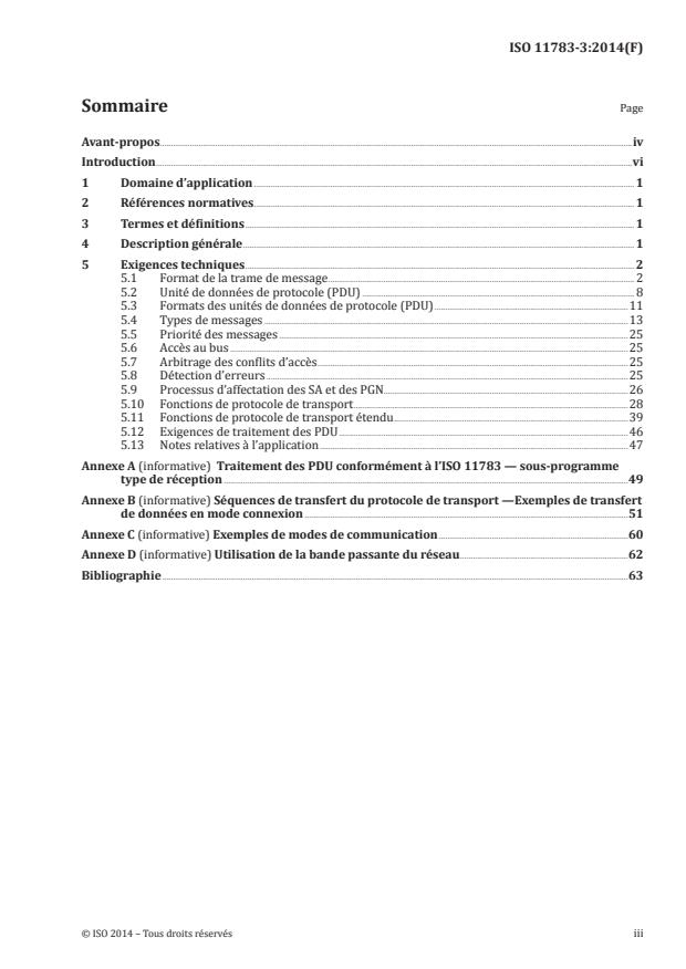 ISO 11783-3:2014 - Tracteurs et matériels agricoles et forestiers -- Réseaux de commande et de communication de données en série