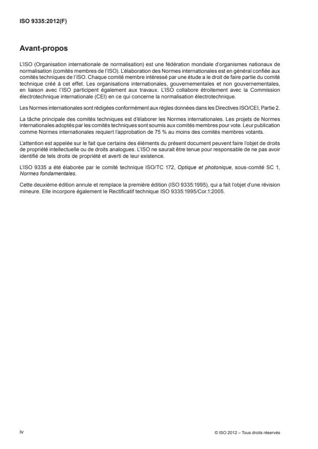 ISO 9335:2012 ISO 9335:2012 - Optique et photonique -- Fonction de transfert optique -- Principes et procédures de mesure - Page 4 preview