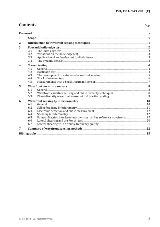 ISO/TR 16743:2013 - Optics and photonics -- Wavefront sensors for characterising optical systems and optical components