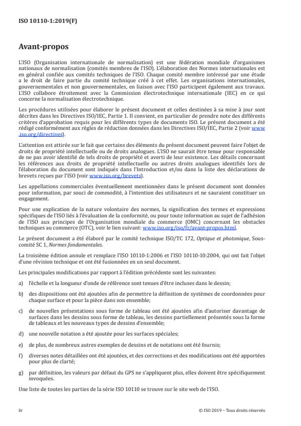 ISO 10110-1:2019 ISO 10110-1:2019 - Optique et photonique -- Indications sur les dessins pour éléments et systemes optiques - Page 4 preview