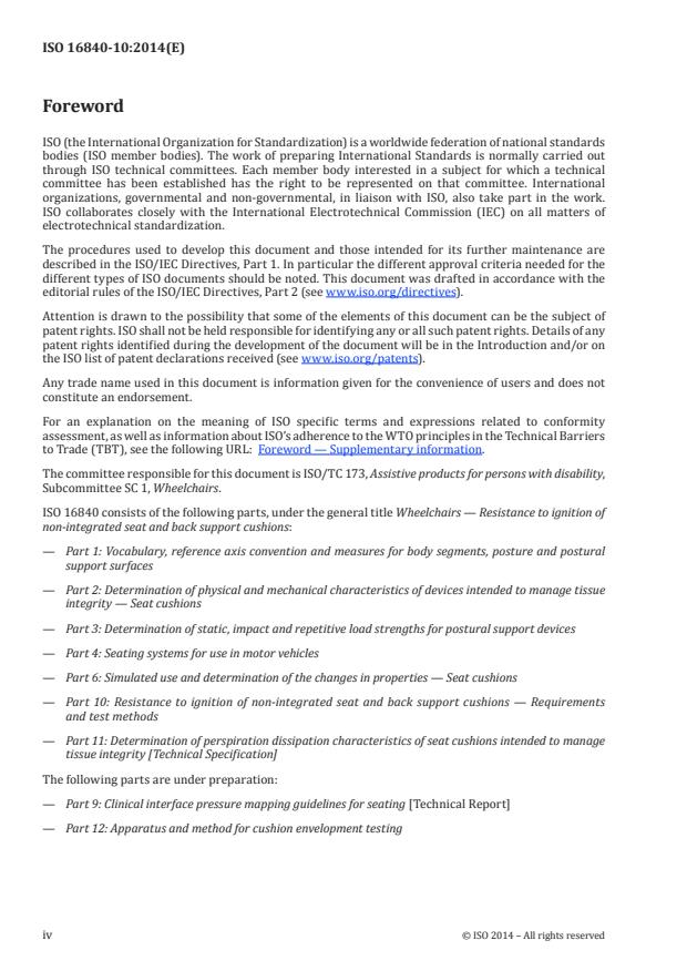 ISO 16840-10:2014 ISO 16840-10:2014 - Wheelchairs -- Resistance to ignition of non-integrated seat and back support cushions - Page 4 preview