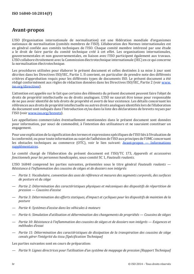 ISO 16840-10:2014 ISO 16840-10:2014 - Fauteuils roulants -- Résistance a l'inflammation des coussins de sieges et de dossiers non intégrés - Page 4 preview
