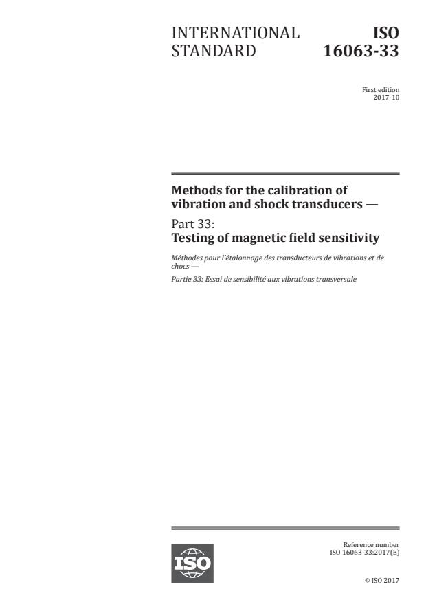 ISO 16063-33:2017 - Methods for the calibration of vibration and shock transducers