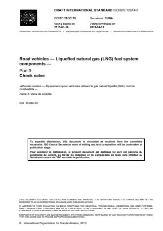 ISO 12614-3:2014 - Road vehicles -- Liquefied natural gas (LNG) fuel system components
