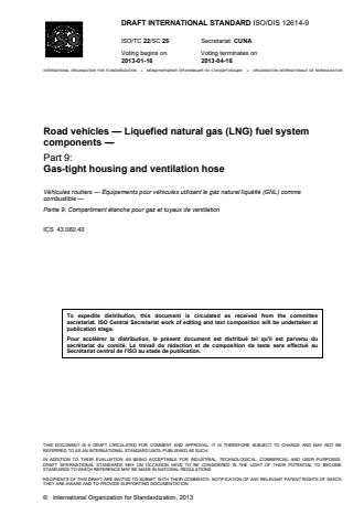 ISO 12614-9:2014 - Road vehicles -- Liquefied natural gas (LNG) fuel system components