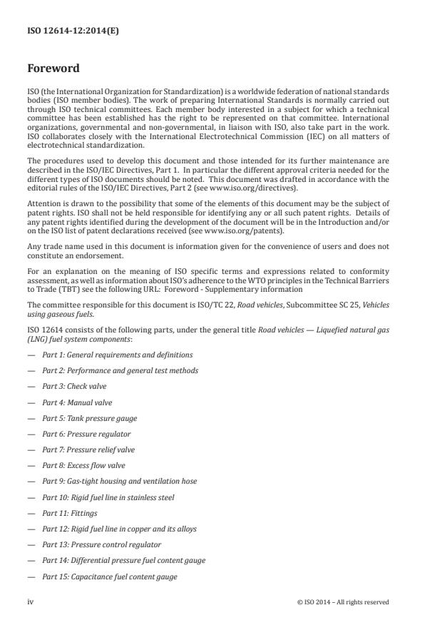 ISO 12614-12:2014 ISO 12614-12:2014 - Road vehicles -- Liquefied natural gas (LNG) fuel system components - Page 4 preview
