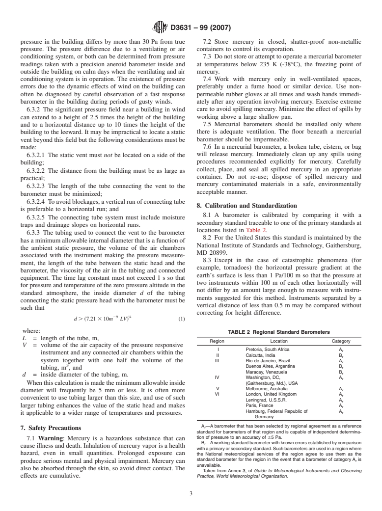 ASTM D3631-99(2007) - Standard Test Methods for Measuring Surface Atmospheric Pressure