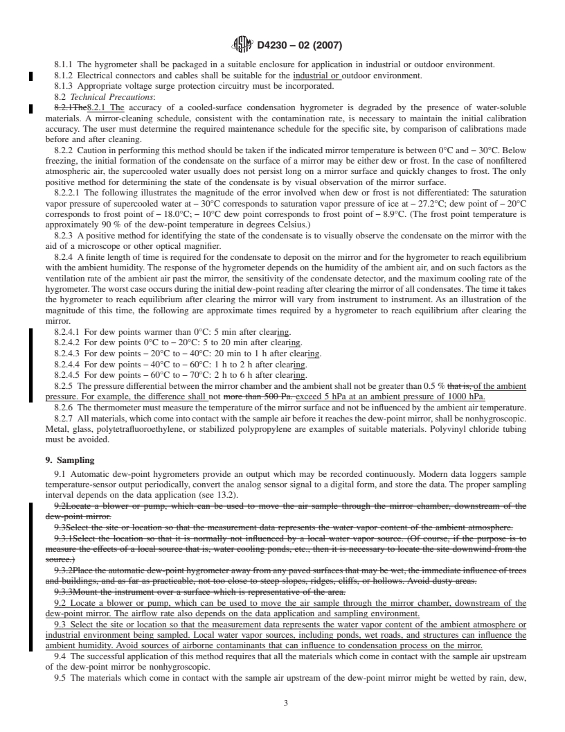 REDLINE ASTM D4230-02(2007) - Standard Test Method of Measuring Humidity with Cooled-Surface Condensation (Dew-Point) Hygrometer