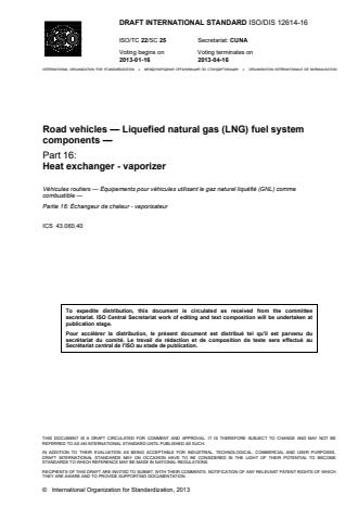 ISO 12614-16:2014 - Road vehicles -- Liquefied natural gas (LNG) fuel system components