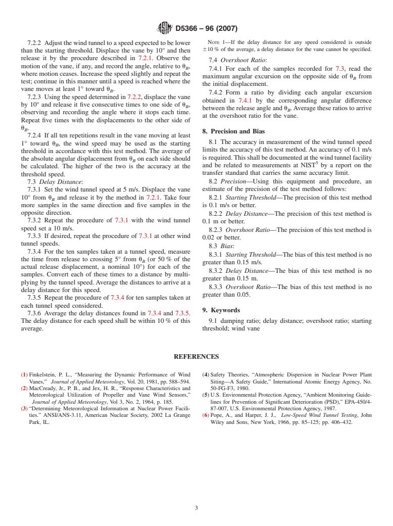 ASTM D5366-96(2007) - Standard Test Method for Determining the Dynamic Performance of a Wind Vane