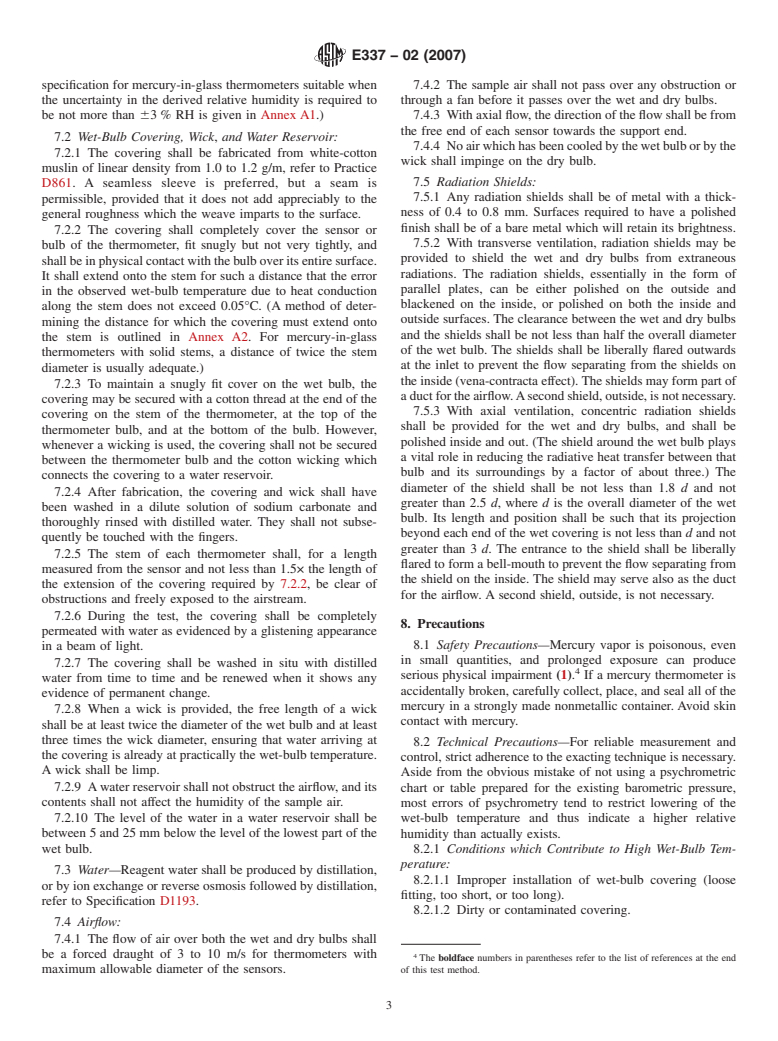 ASTM E337-02(2007) - Standard Test Method for Measuring Humidity with a Psychrometer (the Measurement of Wet- and Dry-Bulb Temperatures)