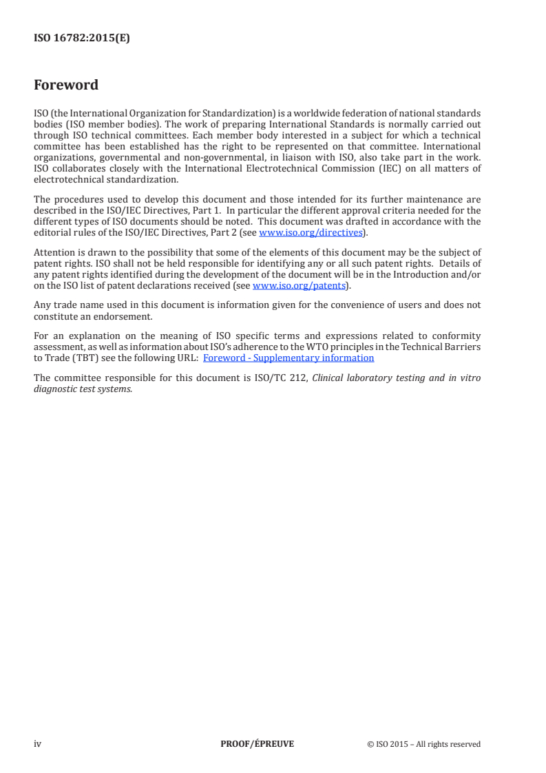 ISO/PRF 16782 ISO/PRF 16782 - Clinical laboratory testing -- Criteria for acceptable lots of dehydrated Mueller-Hinton agar and broth for antimicrobial susceptibility testing - Page 4 preview