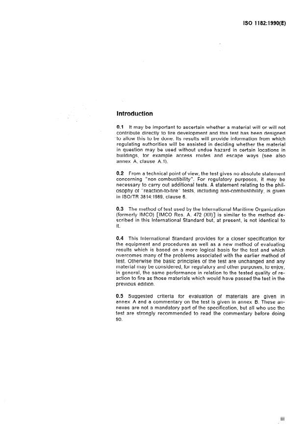 ISO 1182:1990 - Fire tests -- Building materials -- Non-combustibility test