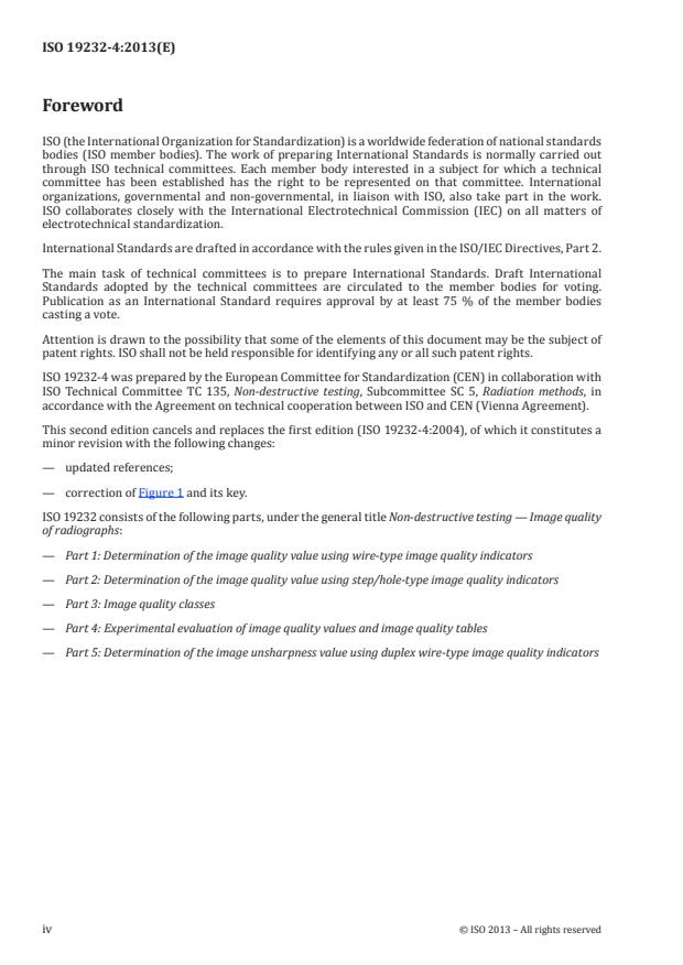 ISO 19232-4:2013 ISO 19232-4:2013 - Non-destructive testing -- Image quality of radiographs - Page 4 preview