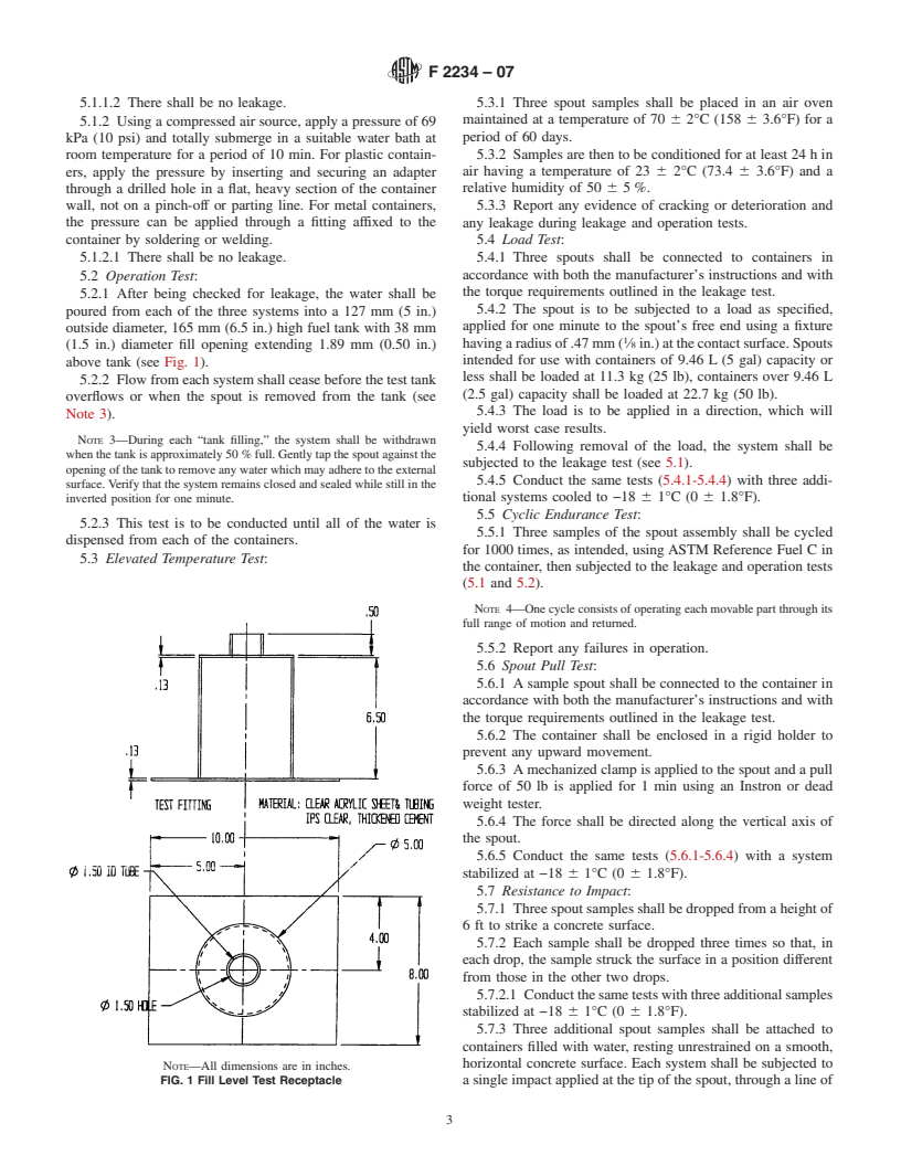 ASTM F2234-07 - Standard Specification for Portable Gasoline and Kerosene Spill Resistant Fueling Systems for Consumer Use