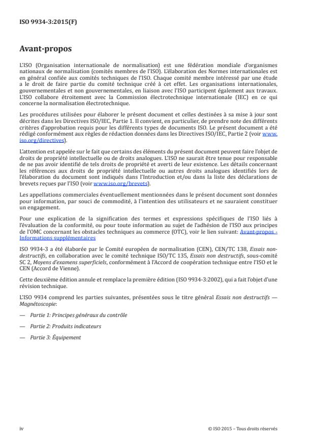 ISO 9934-3:2015 ISO 9934-3:2015 - Essais non destructifs -- Magnétoscopie - Page 4 preview