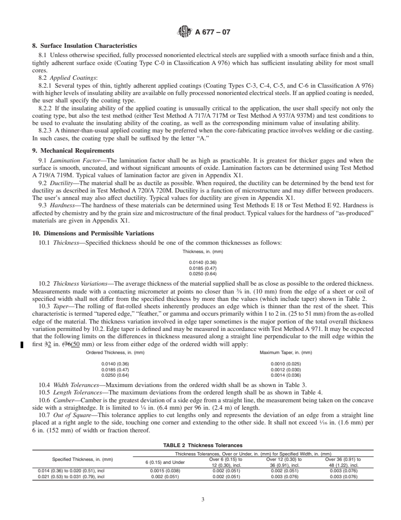 REDLINE ASTM A677-07 - Standard Specification for Nonoriented Electrical Steel Fully Processed Types