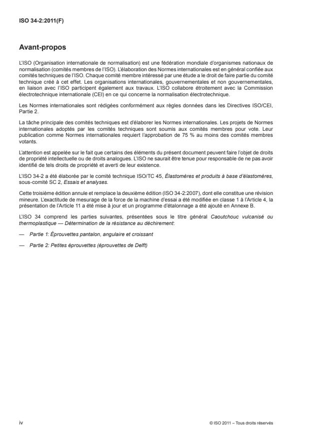 ISO 34-2:2011 ISO 34-2:2011 - Caoutchouc vulcanisé ou thermoplastique -- Détermination de la résistance au déchirement - Page 4 preview
