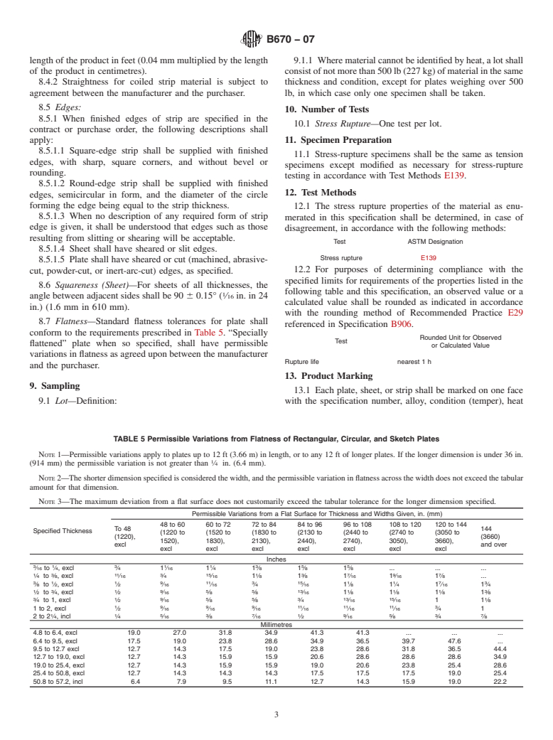 ASTM B670-07 - Standard Specification for Precipitation-Hardening Nickel Alloy (UNS N07718) Plate, Sheet, and Strip for High-Temperature Service