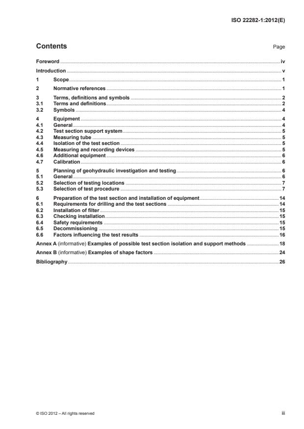 ISO 22282-1:2012 - Geotechnical investigation and testing -- Geohydraulic testing