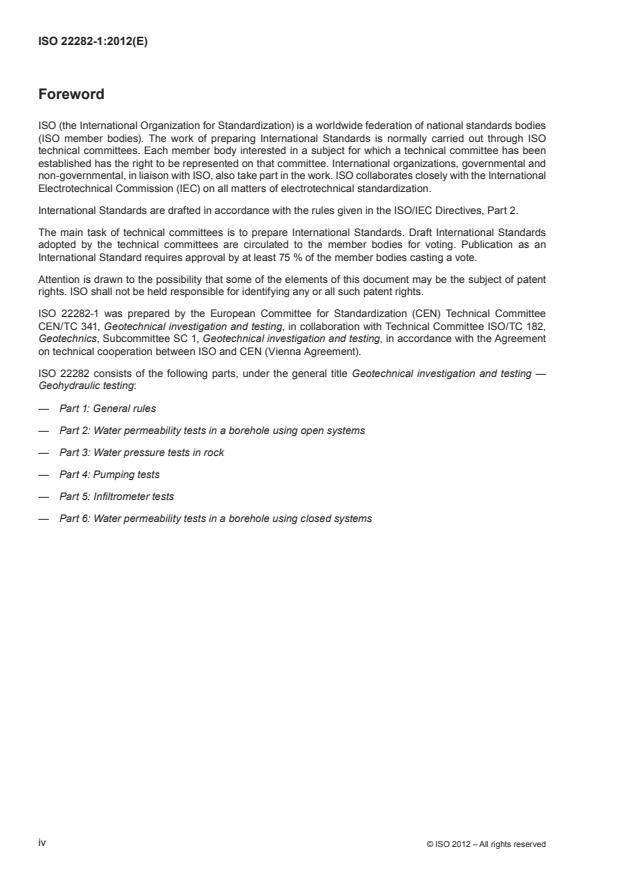 ISO 22282-1:2012 ISO 22282-1:2012 - Geotechnical investigation and testing -- Geohydraulic testing - Page 4 preview