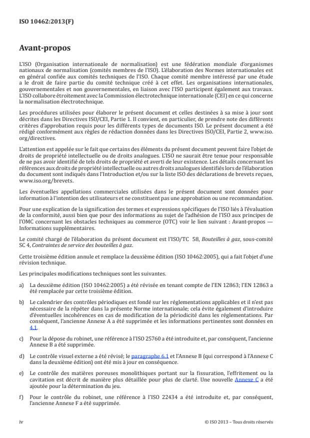 ISO 10462:2013 ISO 10462:2013 - Bouteilles a gaz -- Bouteilles d'acétylene -- Contrôle et entretien périodiques - Page 4 preview