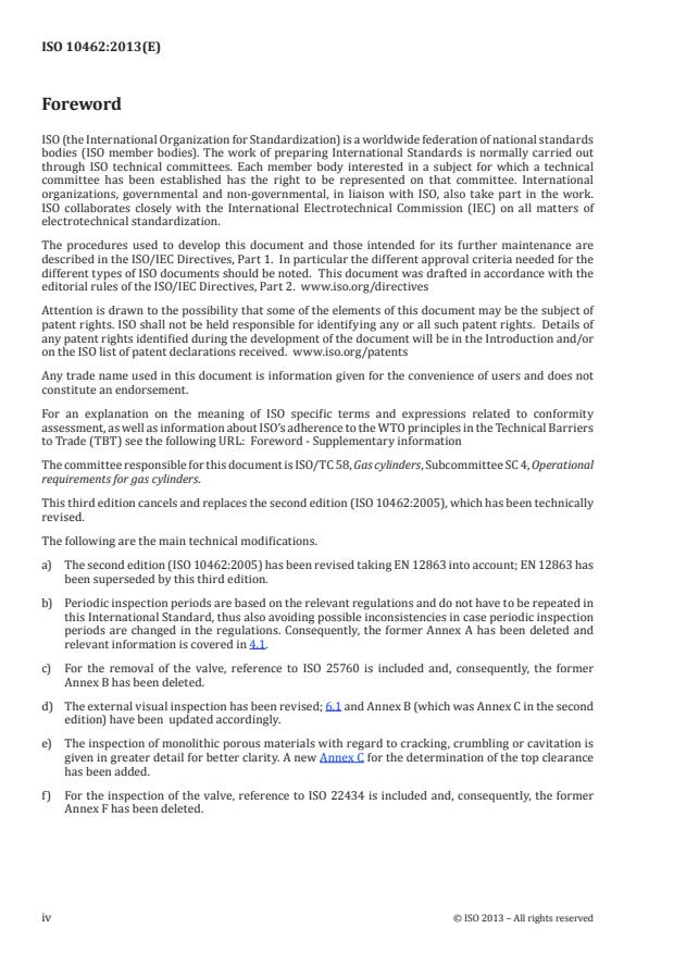 ISO 10462:2013 ISO 10462:2013 - Gas cylinders -- Acetylene cylinders -- Periodic inspection and maintenance - Page 4 preview