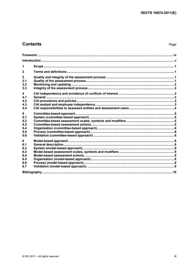 ISO/TS 10674:2011 - Rating services -- Assessment of creditworthiness of non-listed entities