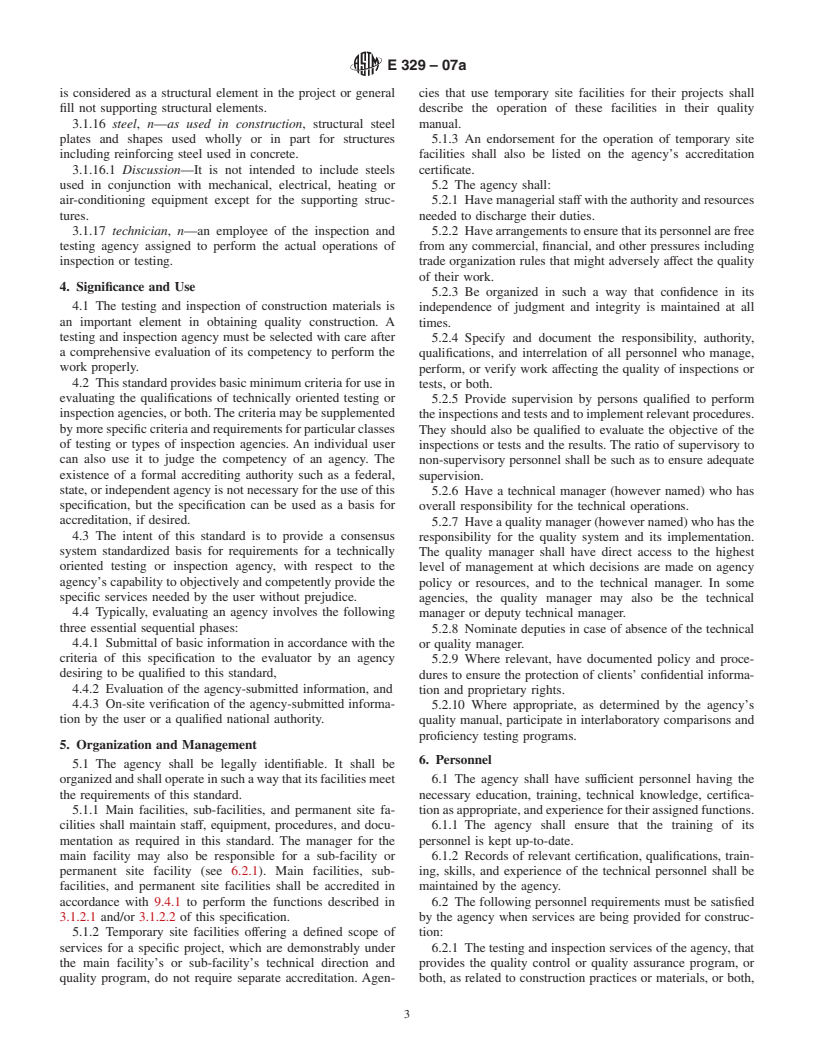 ASTM E329-07a - Standard Specification for Agencies Engaged in Construction Inspection and/or Testing