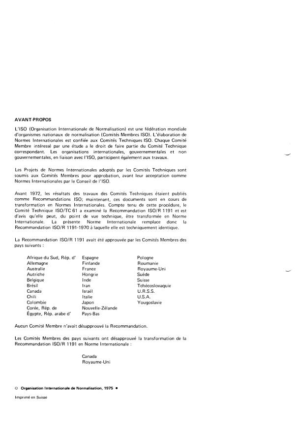 ISO 1191:1975 ISO 1191:1975 - Matieres plastiques -- Polyéthylenes et polypropylenes en solution diluée -- Détermination de l'indice de viscosité et de l'indice limite de viscosité - Page 2 preview