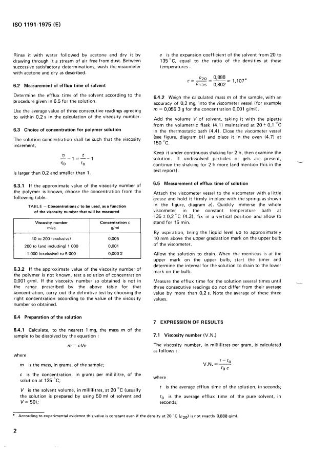 ISO 1191:1975 ISO 1191:1975 - Plastics -- Polyethylenes and polypropylenes in dilute solution -- Determination of viscosity number and of limiting viscosity number - Page 4 preview