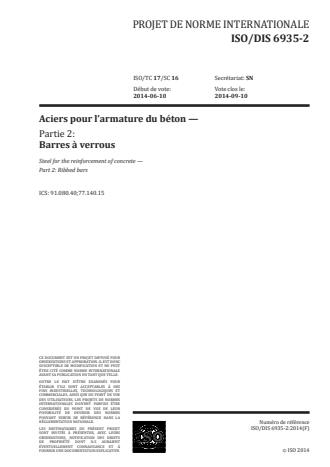 ISO 6935-2:2015 - Aciers pour l'armature du béton
