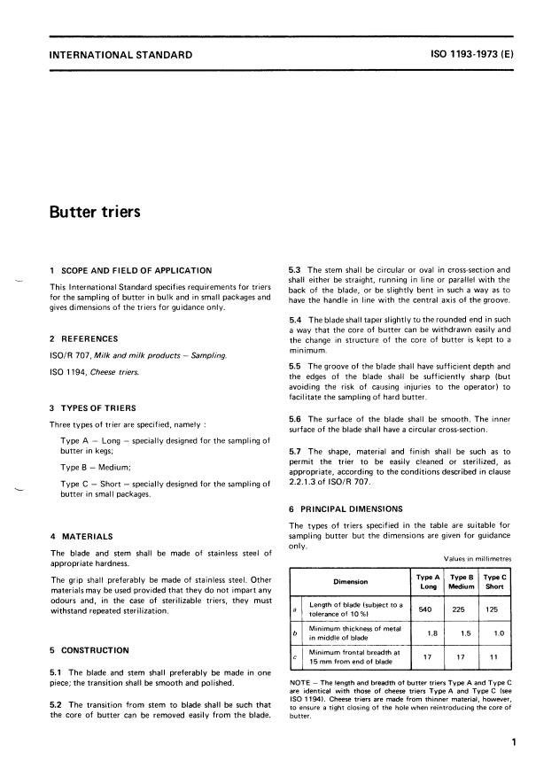 ISO 1193:1973 - Butter triers