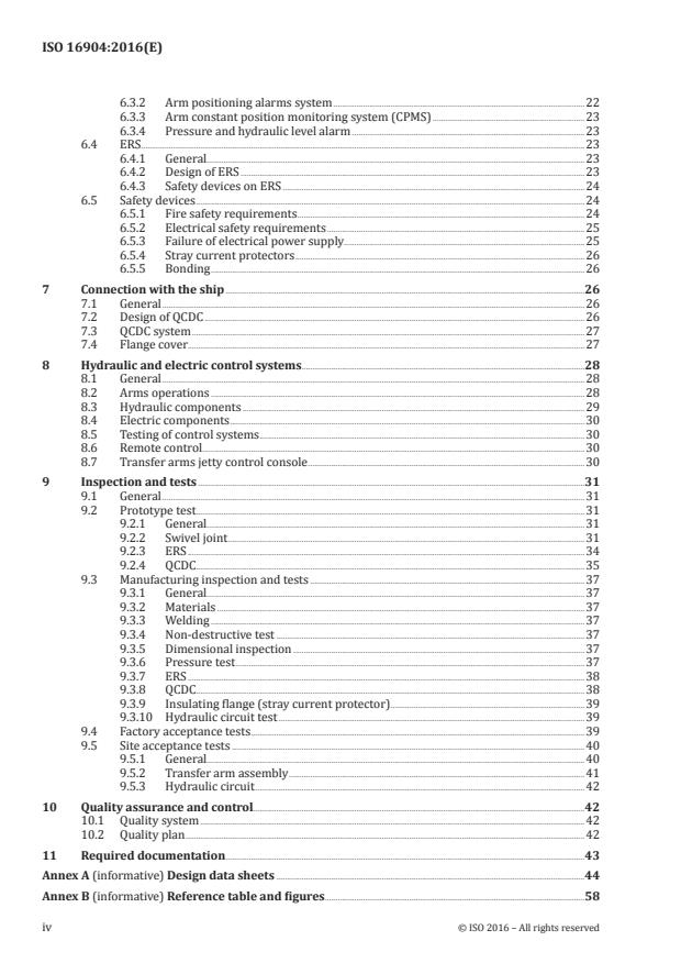 ISO 16904:2016 ISO 16904:2016 - Petroleum and natural gas industries -- Design and testing of LNG marine transfer arms for conventional onshore terminals - Page 4 preview