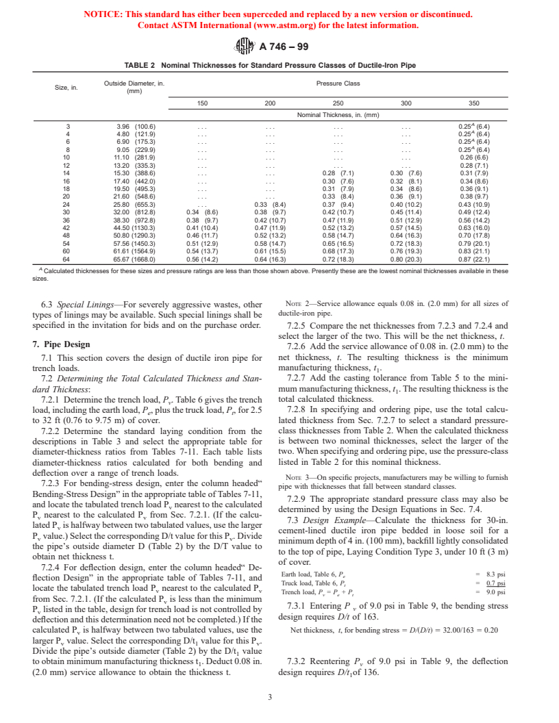 ASTM A746-99 - Standard Specification for Ductile Iron Gravity Sewer Pipe