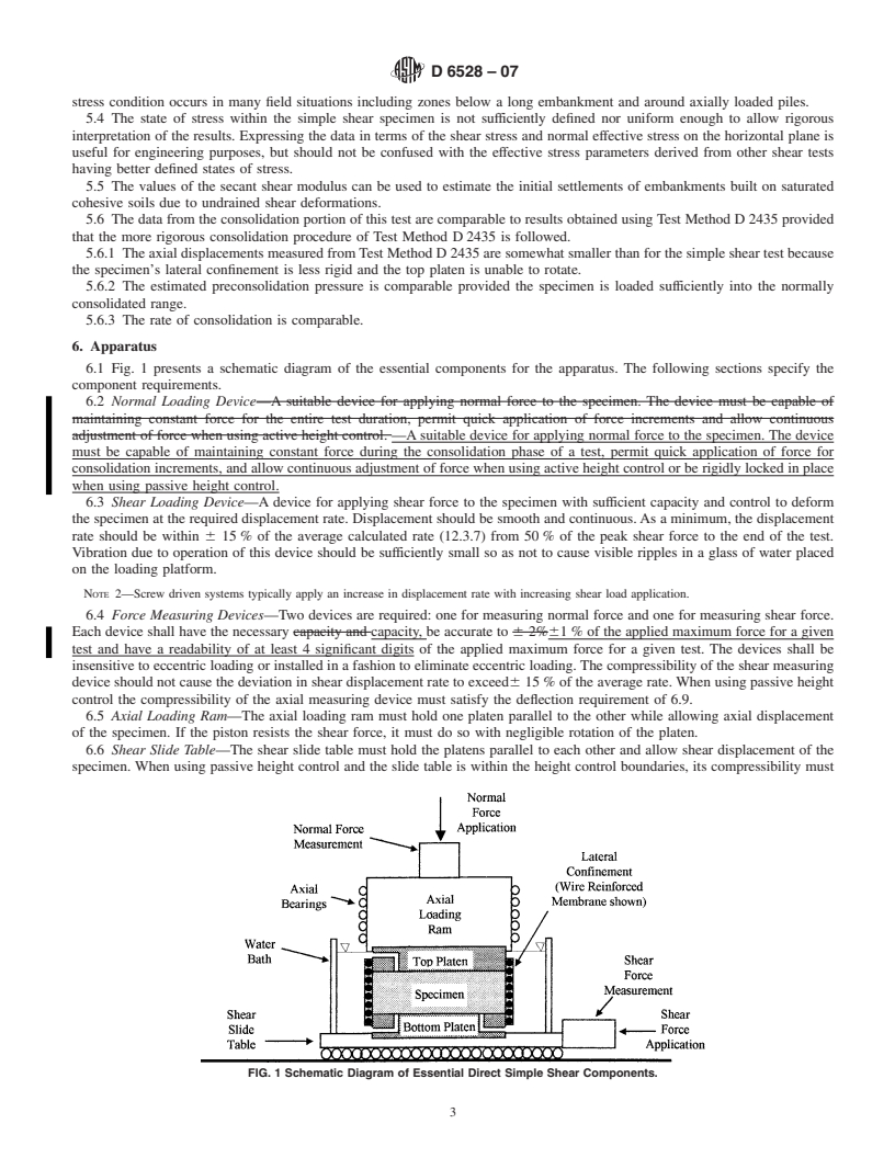 REDLINE ASTM D6528-07 - Standard Test Method for Consolidated Undrained Direct Simple Shear Testing of Cohesive Soils (Withdrawn 2016)