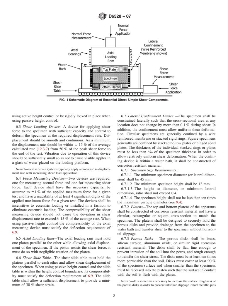 ASTM D6528-07 - Standard Test Method for Consolidated Undrained Direct Simple Shear Testing of Cohesive Soils (Withdrawn 2016)