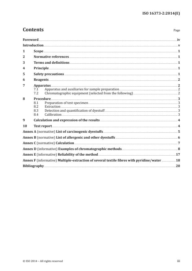 ISO 16373-2:2014 ISO 16373-2:2014 - Textiles -- Dyestuffs - Page 3 preview