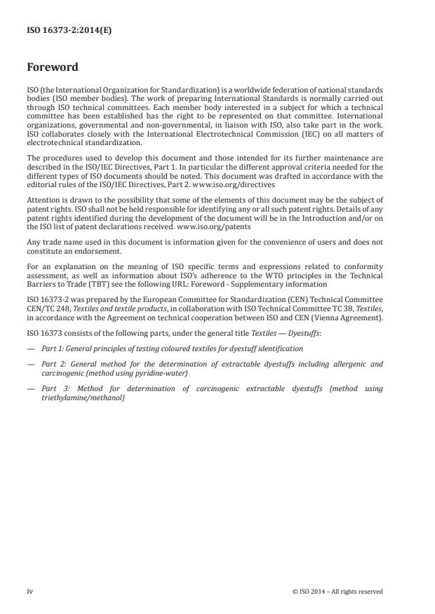 ISO 16373-2:2014 ISO 16373-2:2014 - Textiles -- Dyestuffs - Page 4 preview