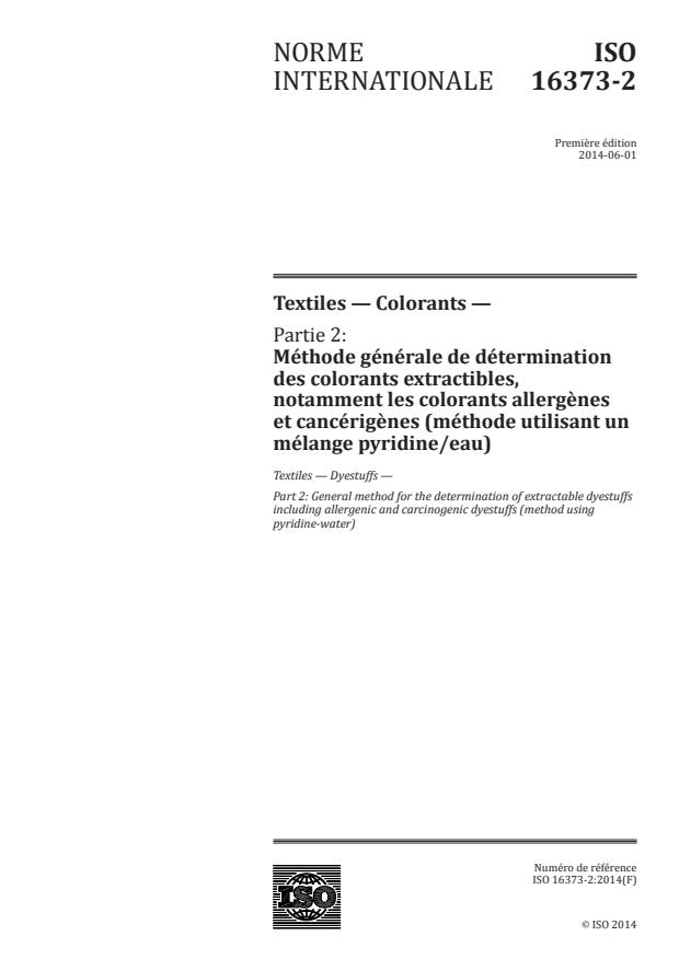 ISO 16373-2:2014 ISO 16373-2:2014 - Textiles -- Colorants - Page 1 preview