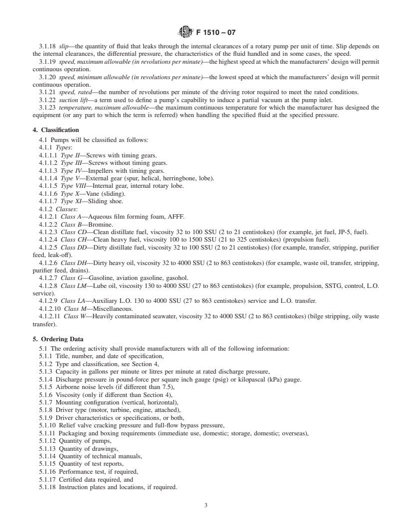 REDLINE ASTM F1510-07 - Standard Specification for Rotary Positive Displacement Pumps, Ships Use