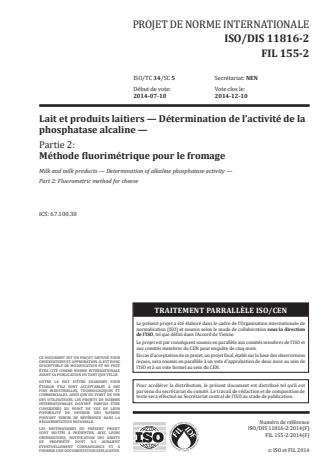 ISO 11816-2:2016 - Lait et produits laitiers -- Détermination de l'activité de la phosphatase alcaline