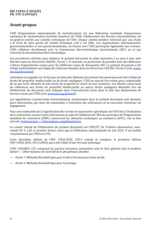 ISO 11816-2:2016 ISO 11816-2:2016 - Lait et produits laitiers -- Détermination de l'activité de la phosphatase alcaline - Page 4 preview