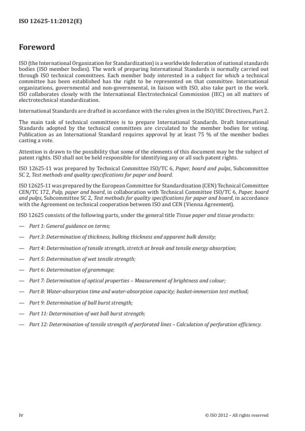 ISO 12625-11:2012 ISO 12625-11:2012 - Tissue paper and tissue products - Page 4 preview