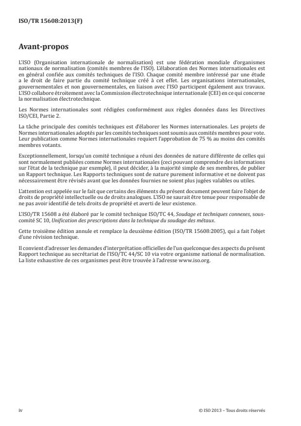 ISO/TR 15608:2013 ISO/TR 15608:2013 - Soudage -- Lignes directrices pour un systeme de groupement des matériaux métalliques - Page 4 preview