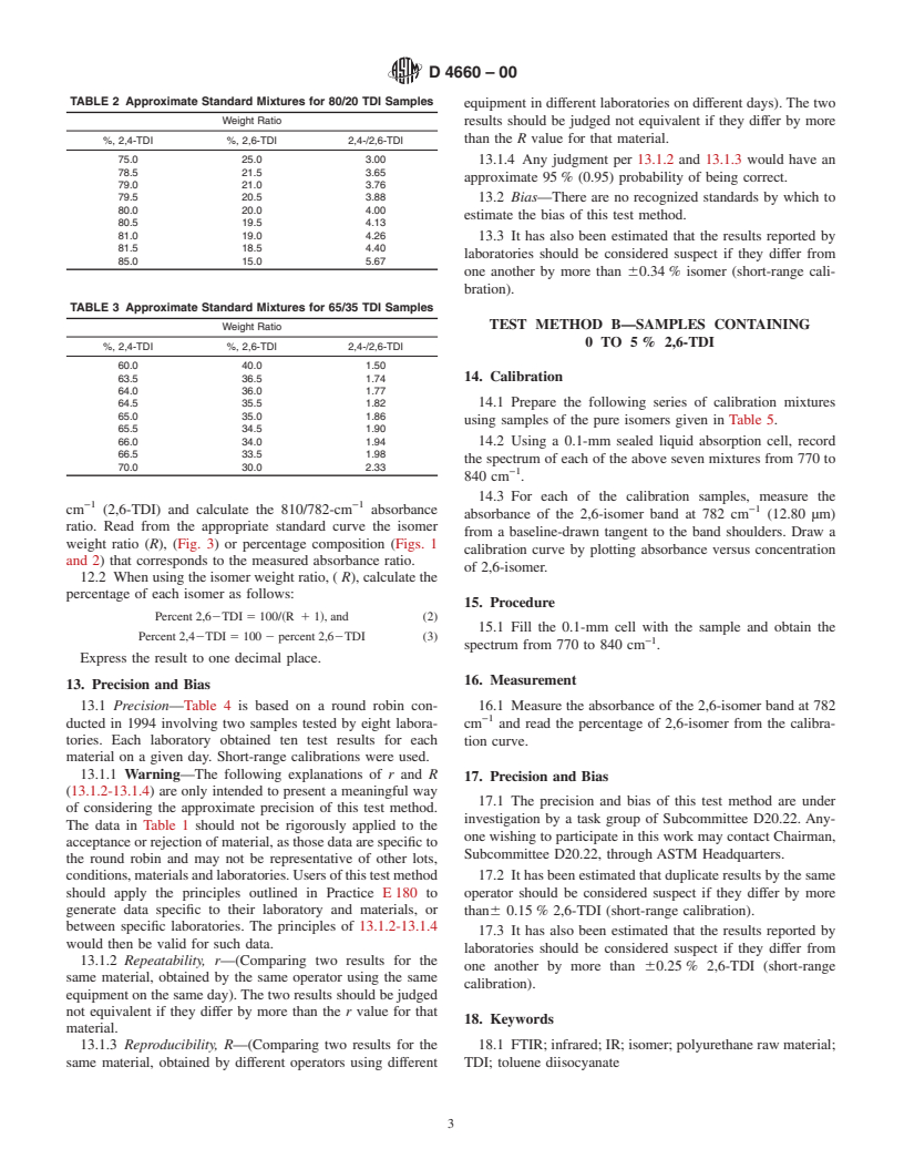 ASTM D4660-00 - Standard Test Methods for Polyurethane Raw Materials: Determination of the Isomer Content of Toluenediisocyanate